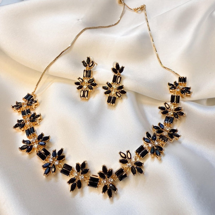 Gold-Toned Set with Sparkling White Stones