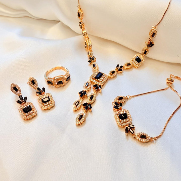 Midnight Radiance Black & Gold Crystal Set
