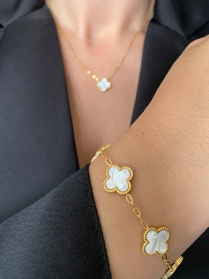 Nail + Cartier With White Clover Bracelet Trio Combo