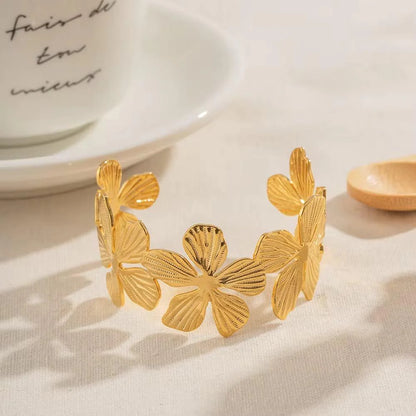 Floral Golden Bangle Adjustable