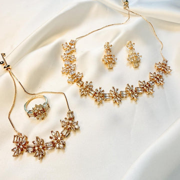 Gold-Toned Set with Sparkling White Stones