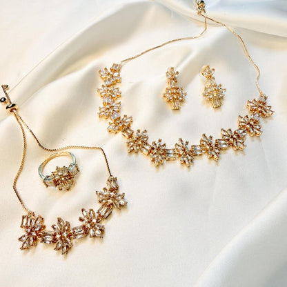 Gold-Toned Set with Sparkling White Stones