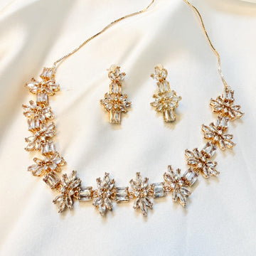 Gold-Toned Set with Sparkling White Stones