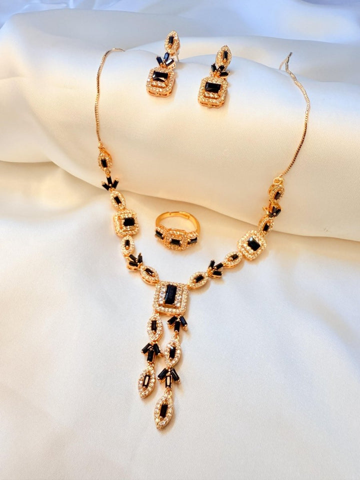 Midnight Radiance Black & Gold Crystal Set