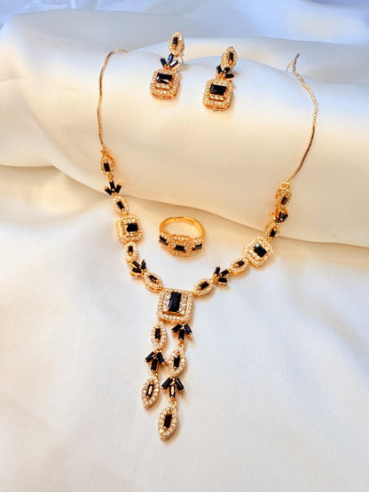 Midnight Radiance Black & Gold Crystal Set