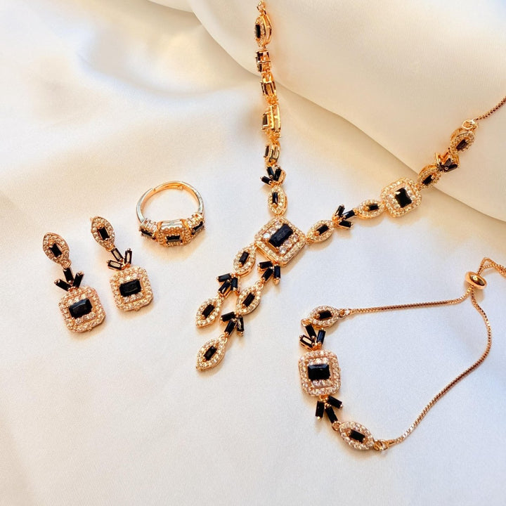 Midnight Radiance Black & Gold Crystal Set