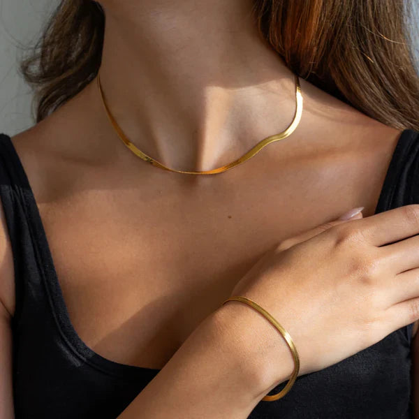 Snake Chain Necklace With Bracelet